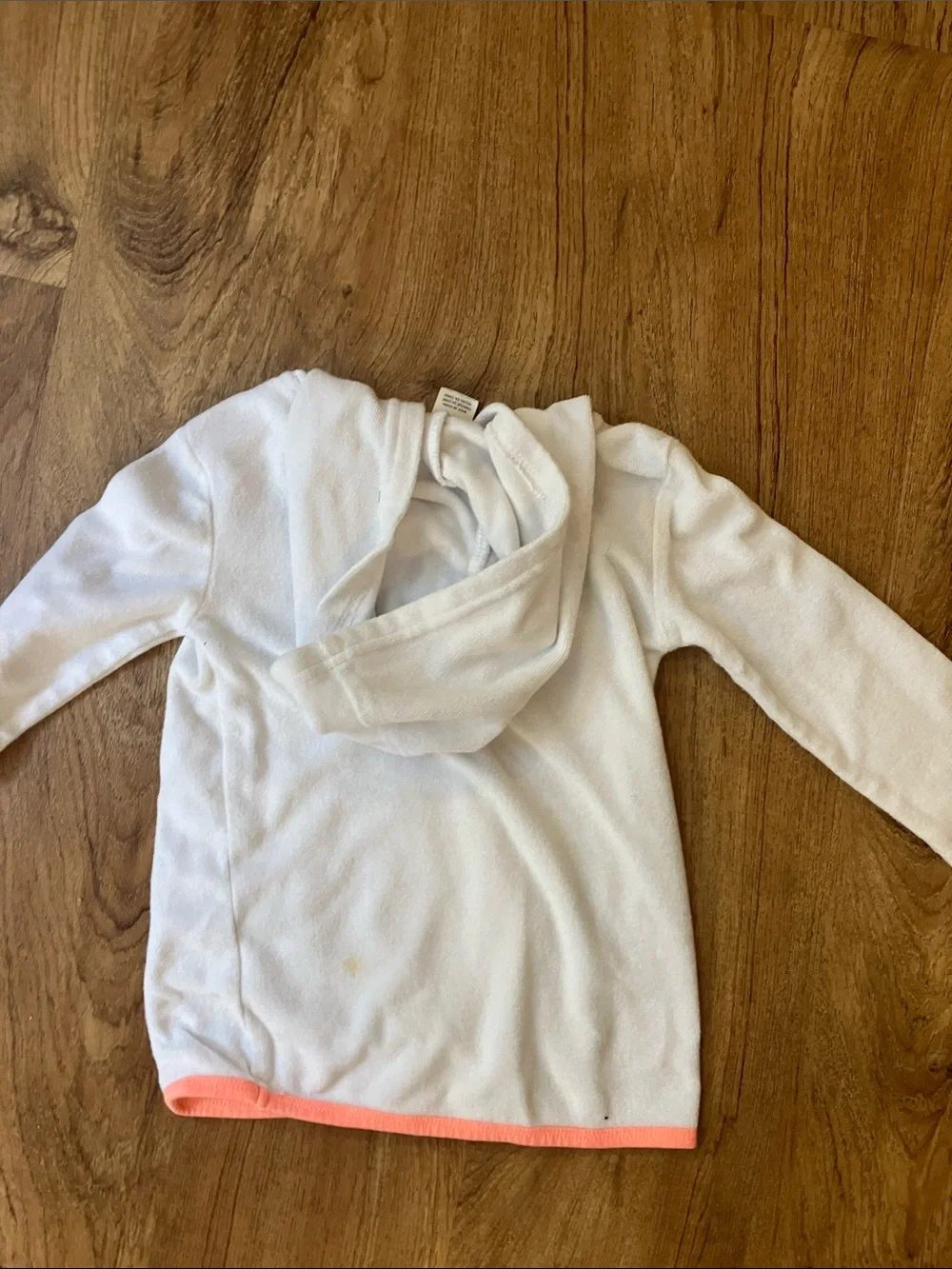 White Hooded Girls swim cover up terry cloth Coral Trim Oshkosh 2t